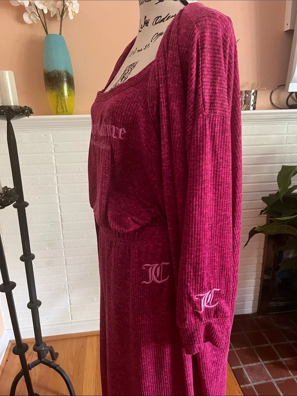 Juicy Couture Fuchsia 3-Piece Lounge Set - Tank, Cardigan & Pants